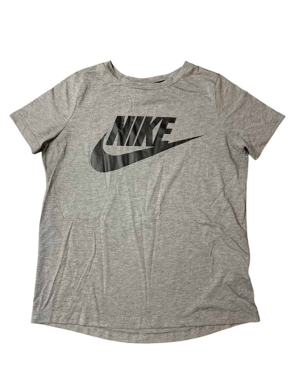 Nike Heather Grey Black Logo Graphic Short Sleeve Tee Size M Modal Blend